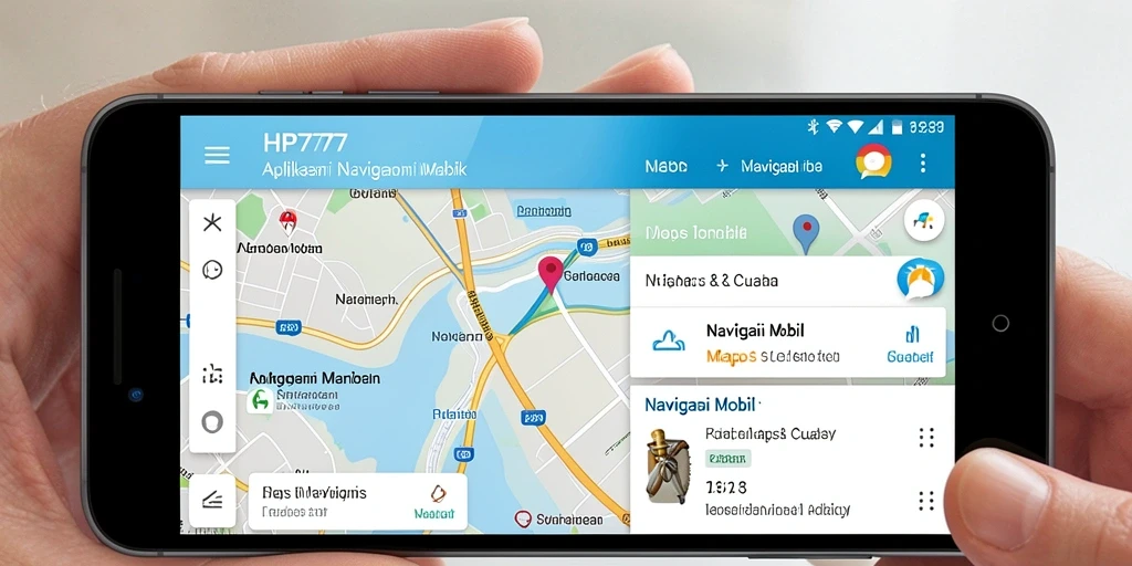 Tampilan antarmuka HP777 yang jelas dan fungsional untuk navigasi mobil.